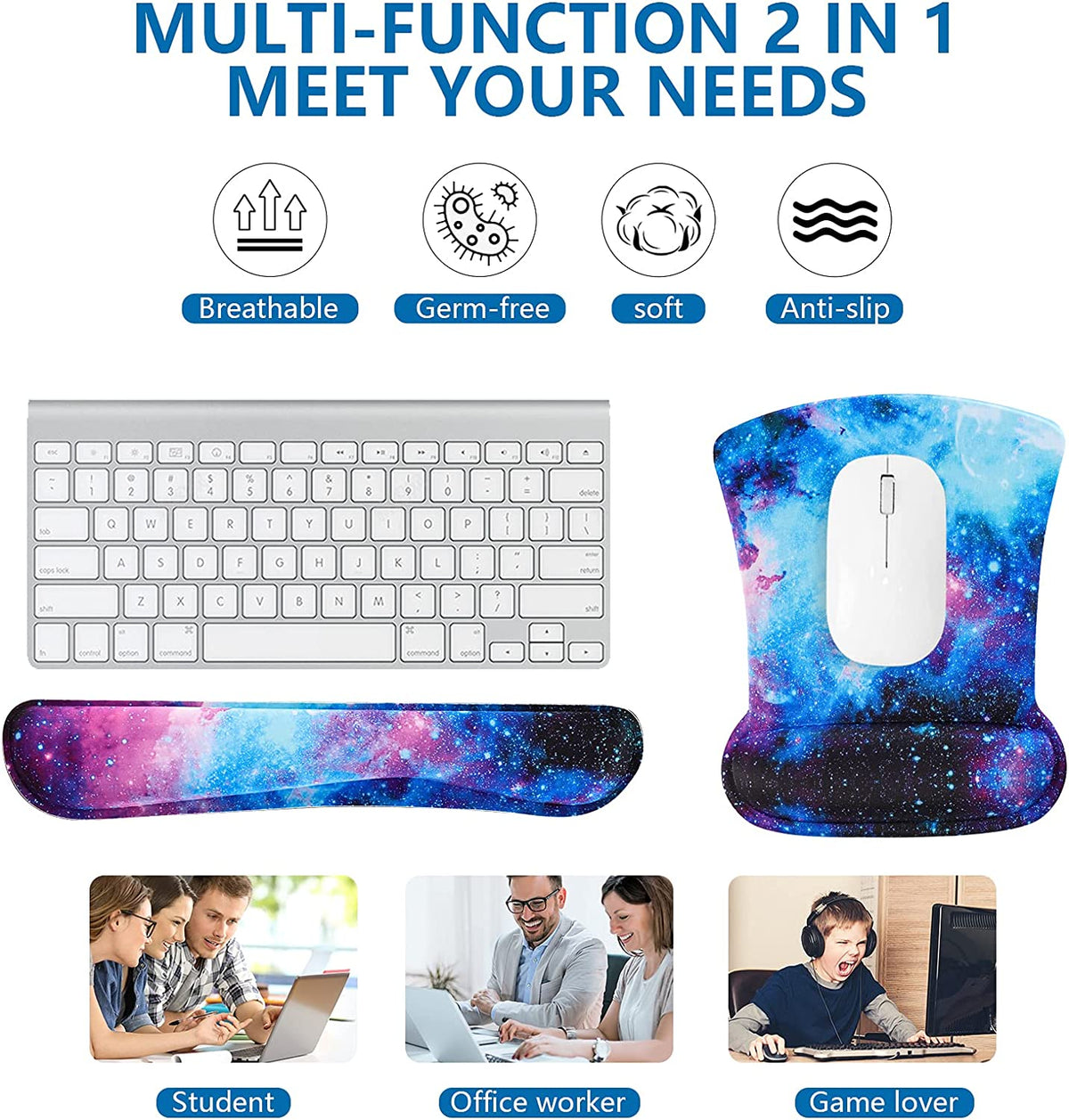 (Galaxy)Keyboard and Mouse Wrist Rest Support Mouse Pad