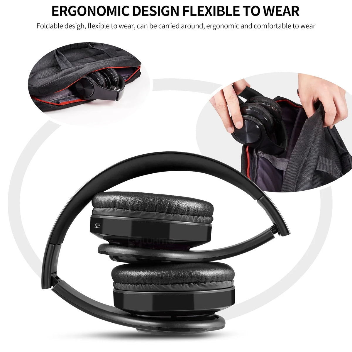 LUXMO Foldable Wireless Noise Cancelling Headphones with Mic