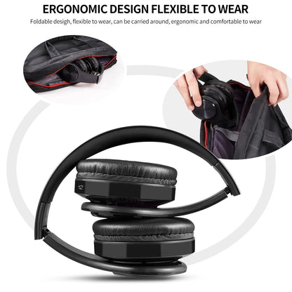 LUXMO Foldable Wireless Noise Cancelling Headphones with Mic