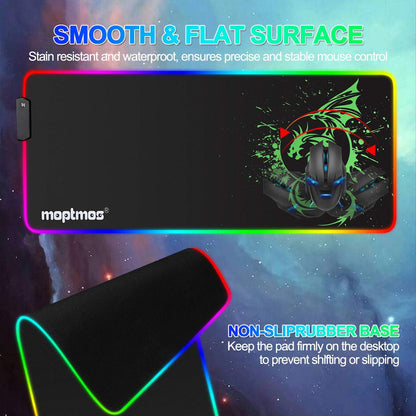 Large RGB Mouse Pad Mouse Mat with 15 Lighting Modes for Gaming 31.5 X 12 Inch 