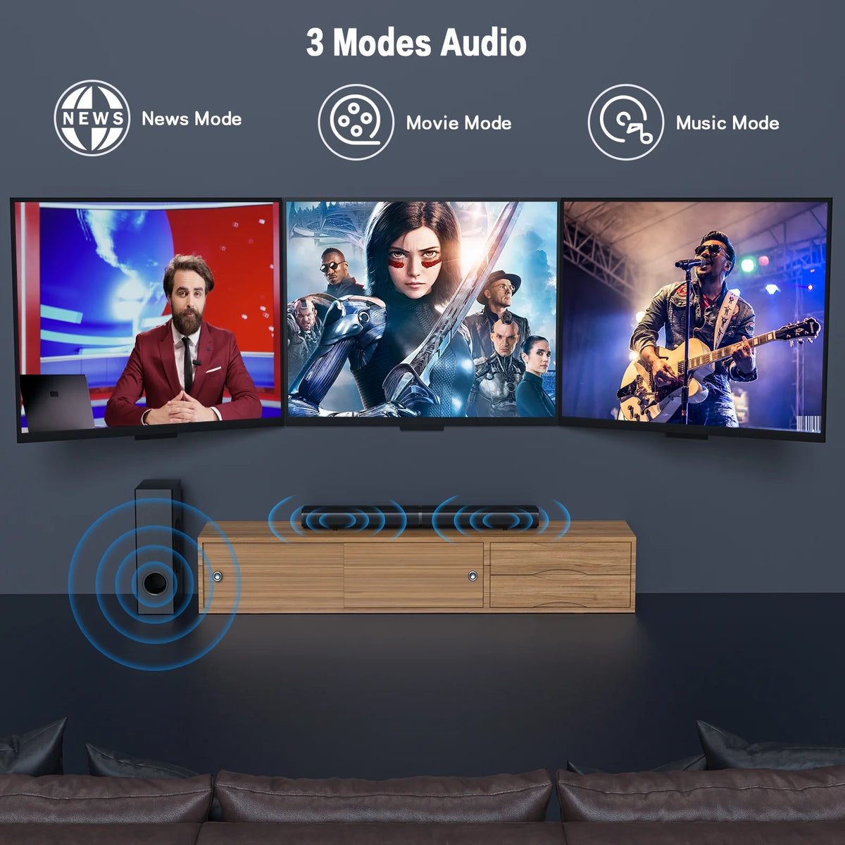 Sound Bar with Subwoofer, 120W Separable Sound Bar for TV, 2-In-1 Detachable Sound Bar with Usb/Aux/Coaxial/Optical/Hdmi/Bluetooth
