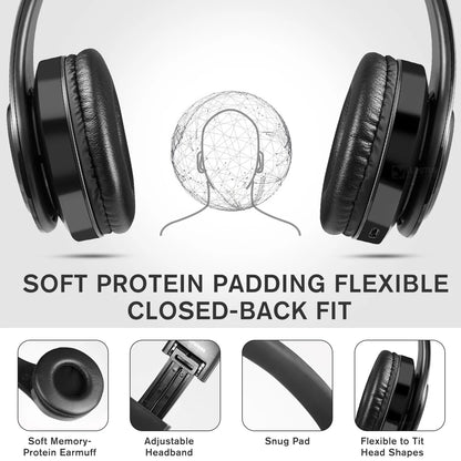 LUXMO Foldable Wireless Noise Cancelling Headphones with Mic
