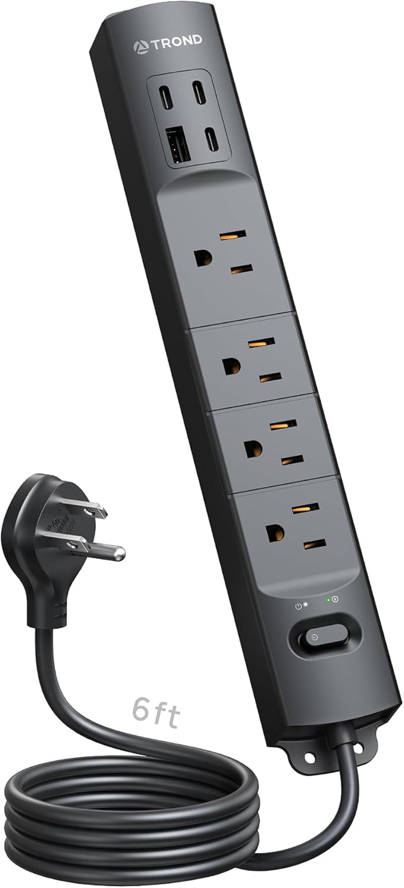 Wall Mount Surge Protector Power Strip with USB C Ports