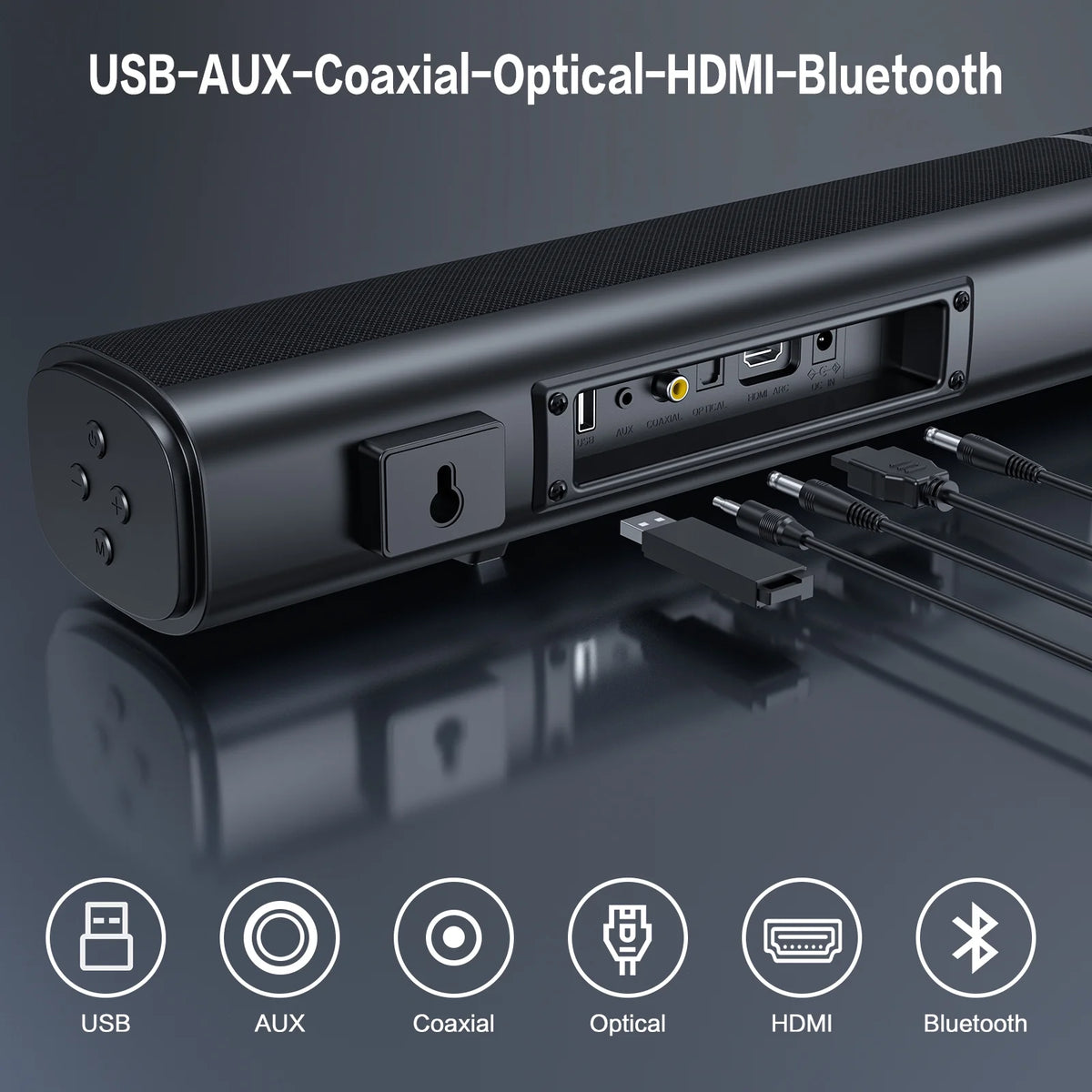 Sound Bar with Subwoofer, 120W Separable Sound Bar for TV, 2-In-1 Detachable Sound Bar with Usb/Aux/Coaxial/Optical/Hdmi/Bluetooth