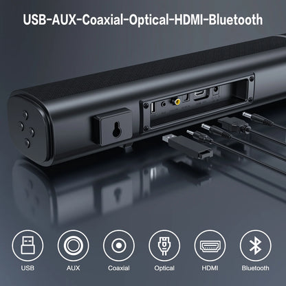 Sound Bar with Subwoofer, 120W Separable Sound Bar for TV, 2-In-1 Detachable Sound Bar with Usb/Aux/Coaxial/Optical/Hdmi/Bluetooth