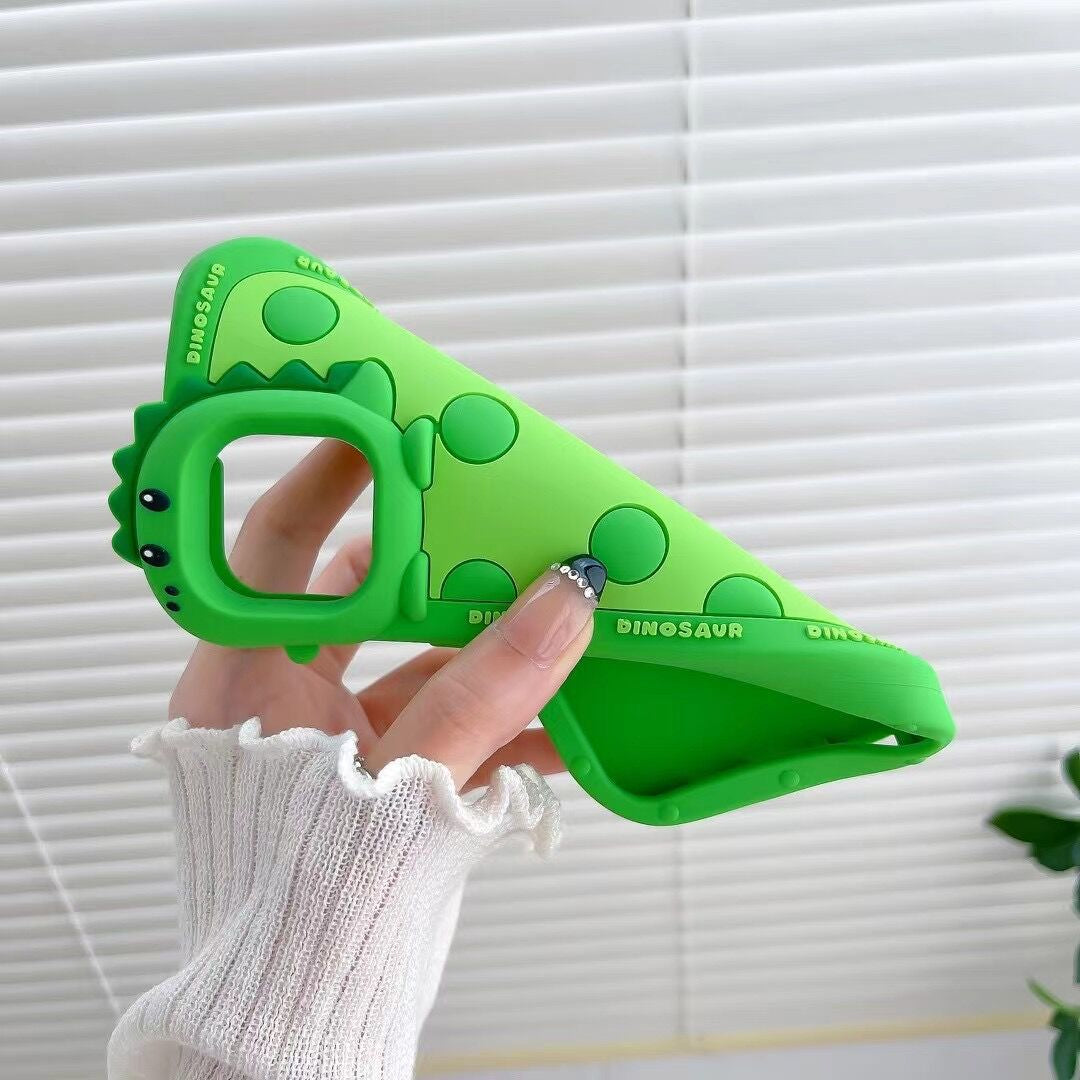 Polka Dotted Little Green Dinosaur Silicone Phone Case
