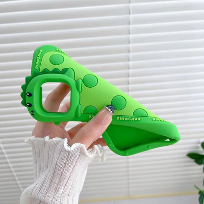 Polka Dotted Little Green Dinosaur Silicone Phone Case