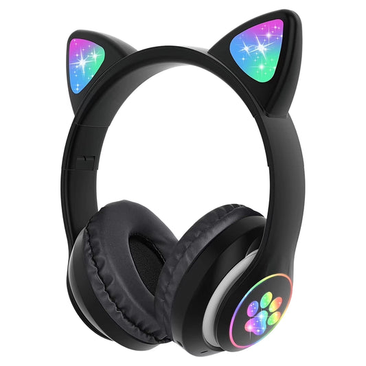 LED Light up Kids Wireless Cat Ear Headphones, 