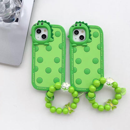 Polka Dotted Little Green Dinosaur Silicone Phone Case
