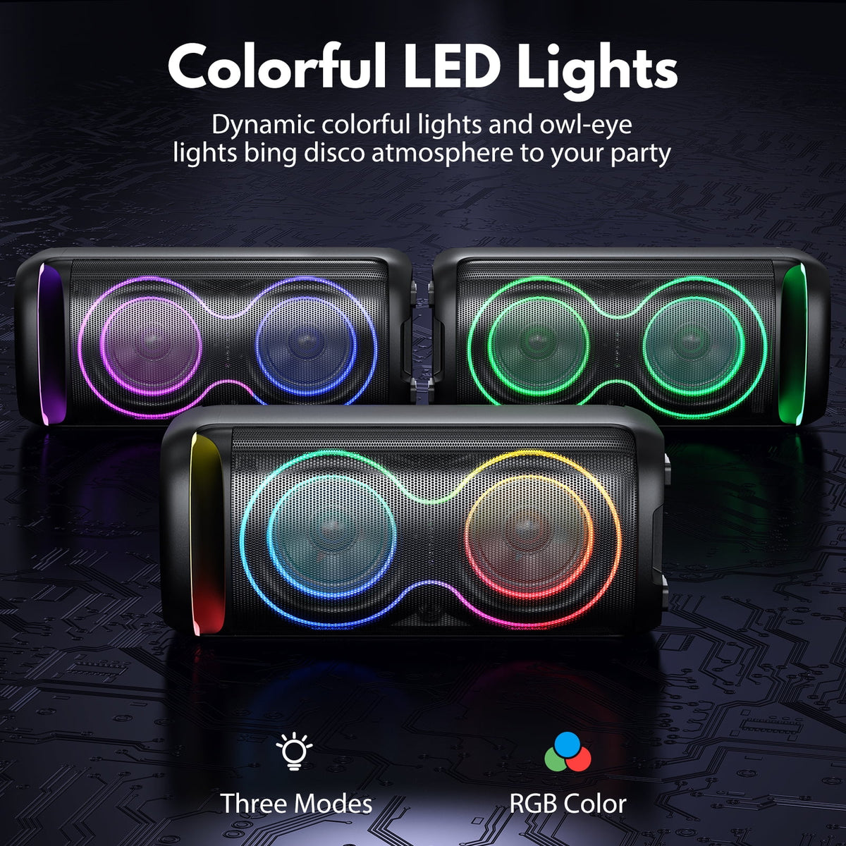 Large Bluetooth Speaker with Dazzling Rgb Lights with a Remote, Two 6.5'' Subwoofers, Powerful TWS Sound