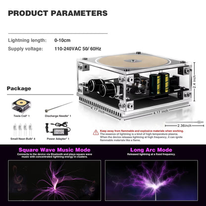 Multi-Function Tesla Music Tesla Coil Speaker with Wireless Transmission Lighting