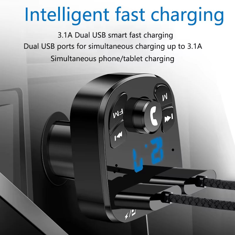 Car Mp3 Player Dual Usb Fast Charger Fm Bluetooth Receiver Compatible 5.0 Fm Transmitter