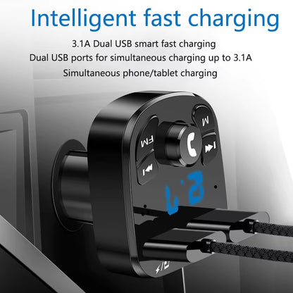 Car Mp3 Player Dual Usb Fast Charger Fm Bluetooth Receiver Compatible 5.0 Fm Transmitter