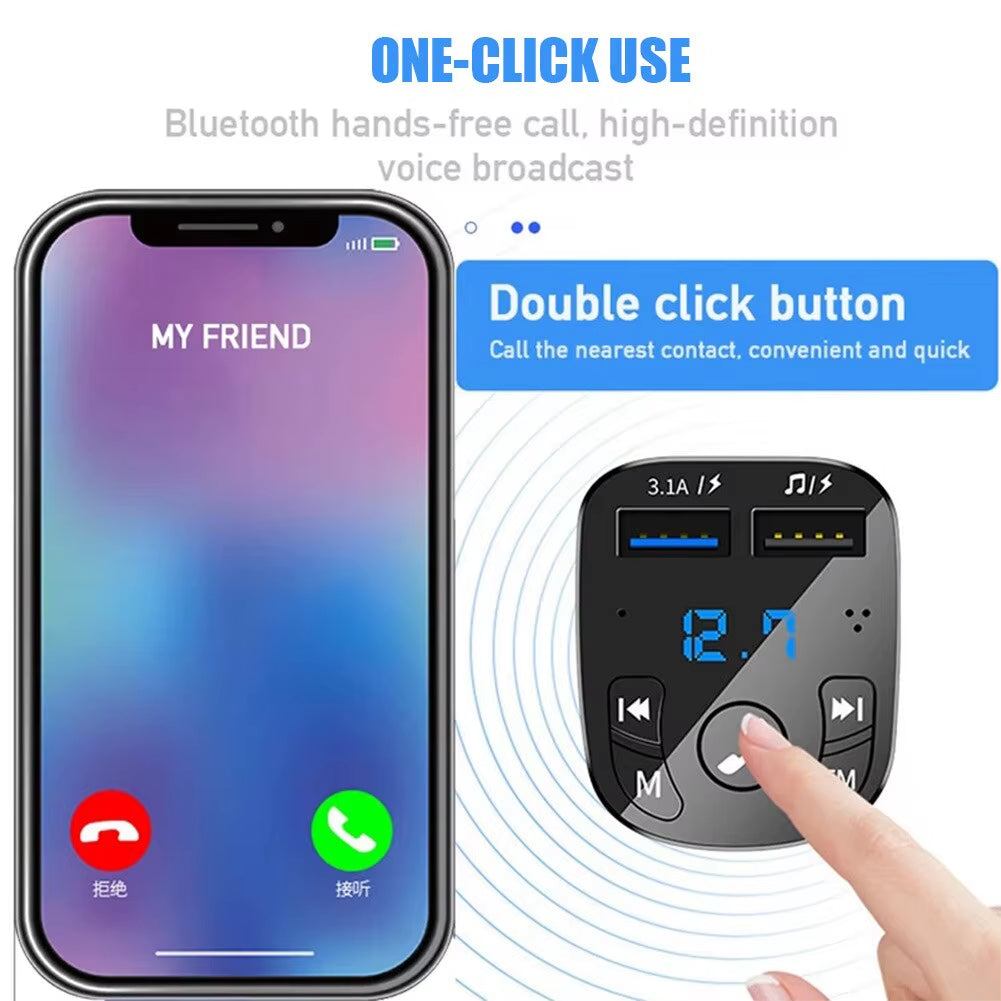 Car Mp3 Player Dual Usb Fast Charger Fm Bluetooth Receiver Compatible 5.0 Fm Transmitter
