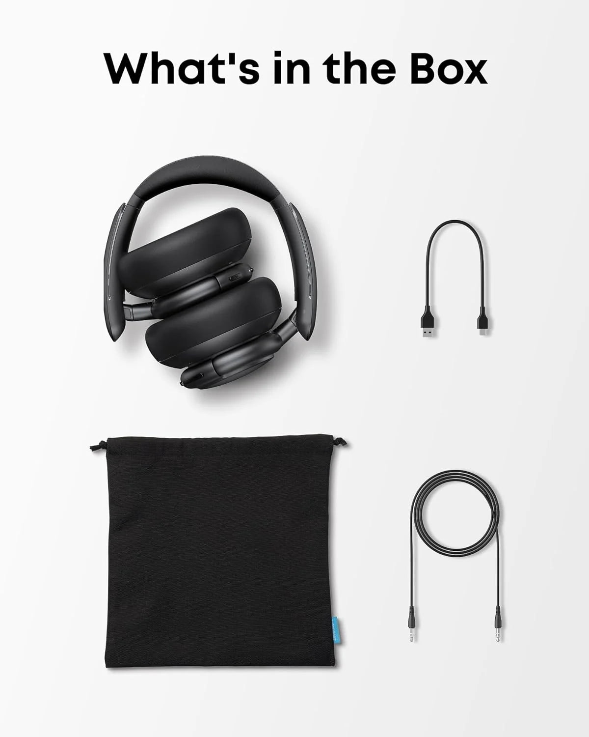 Q30 Hybrid Active Noise Cancelling Over-Ear Bluetooth Headphones, 50H Playtime, Hi-Res Audio, Custom EQ, Multipoint, Black