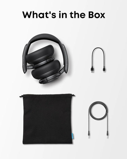 Q30 Hybrid Active Noise Cancelling Over-Ear Bluetooth Headphones, 50H Playtime, Hi-Res Audio, Custom EQ, Multipoint, Black