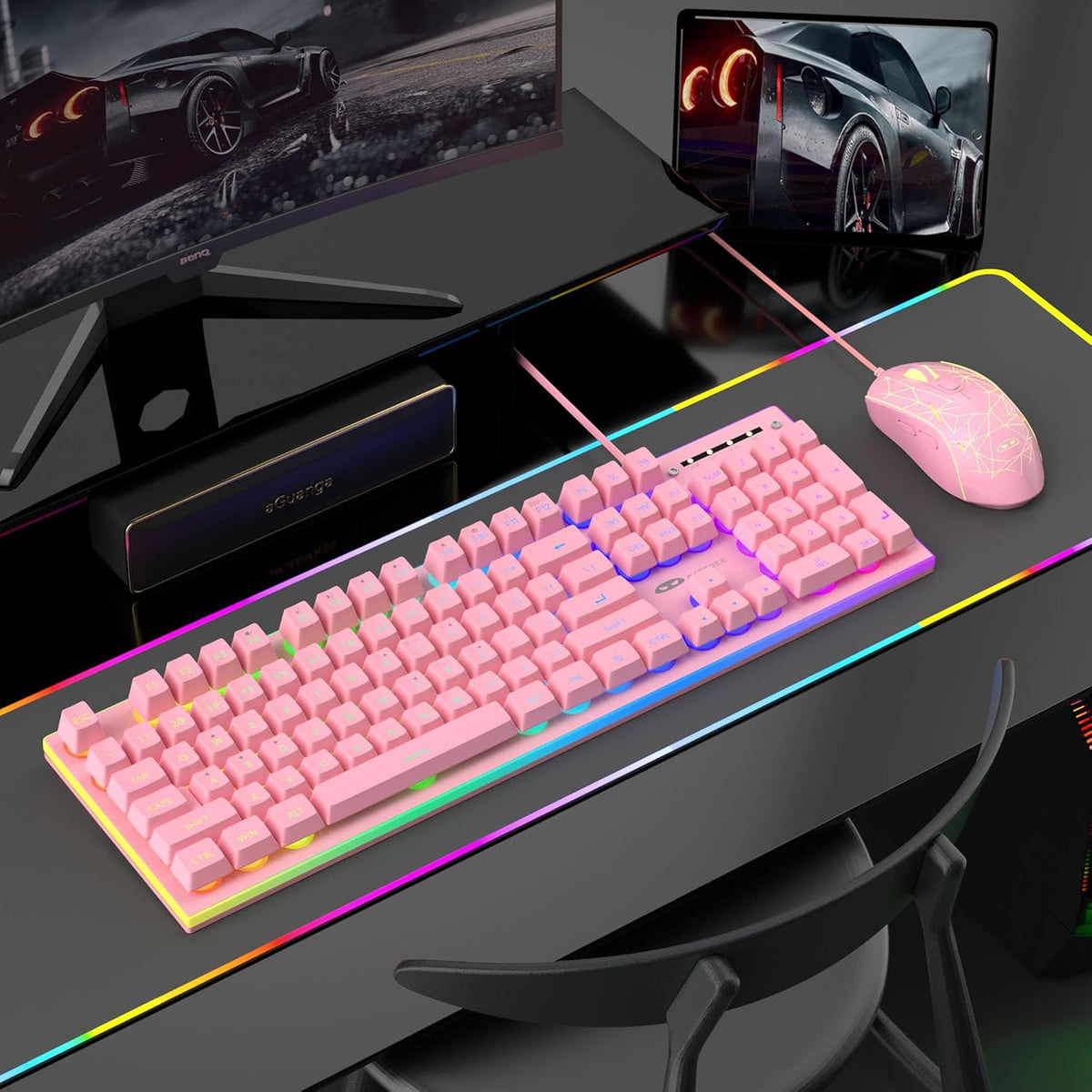 Pink GT838 Gaming Keyboard and Mouse Combo