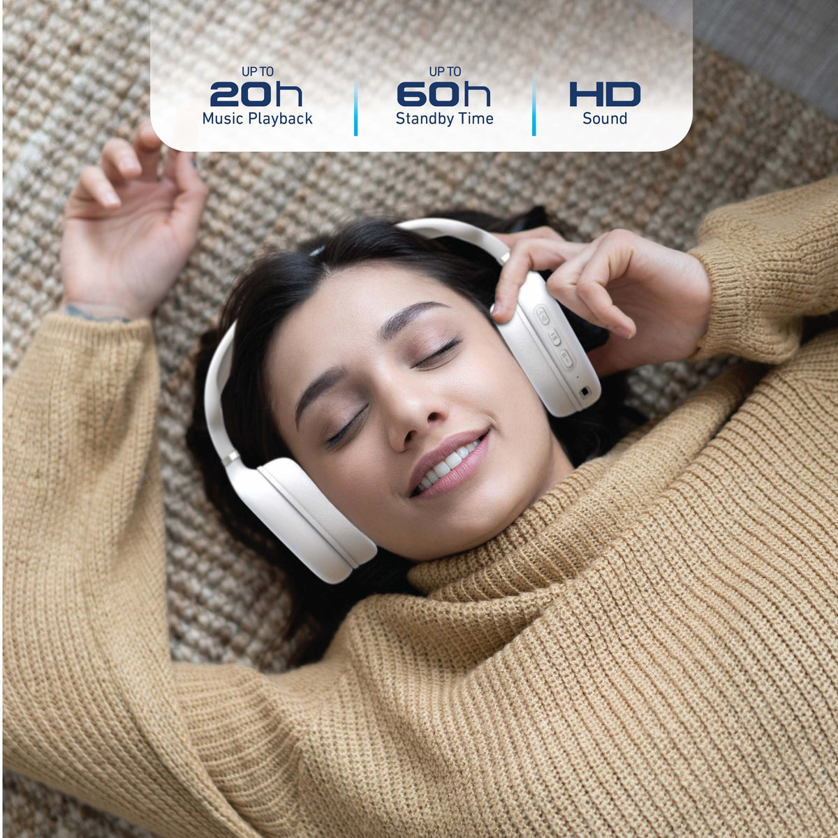 Foldable Wireless Headphones White