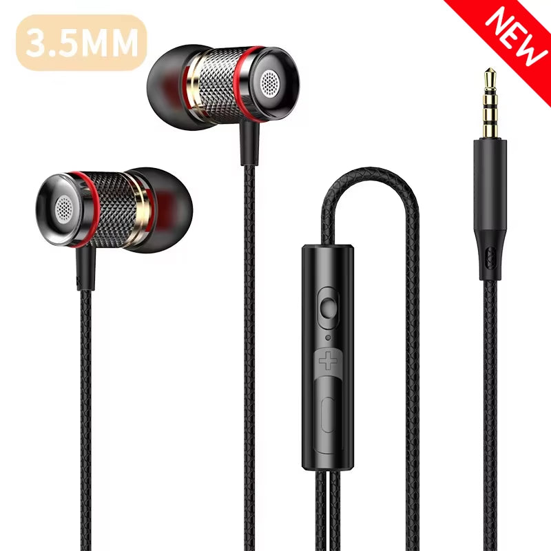 HIFI Heavy Bass Earphone 3.5MM Aux/Type-C with Mic