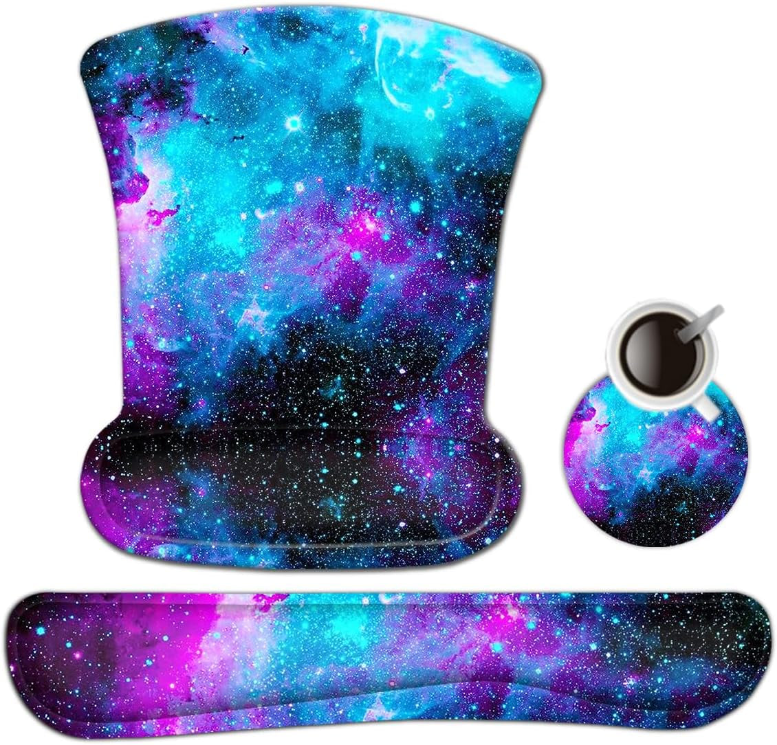 (Galaxy)Keyboard and Mouse Wrist Rest Support Mouse Pad
