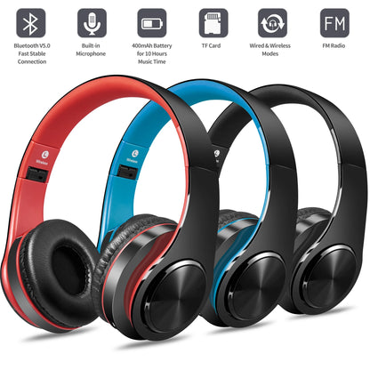 LUXMO Foldable Wireless Noise Cancelling Headphones with Mic