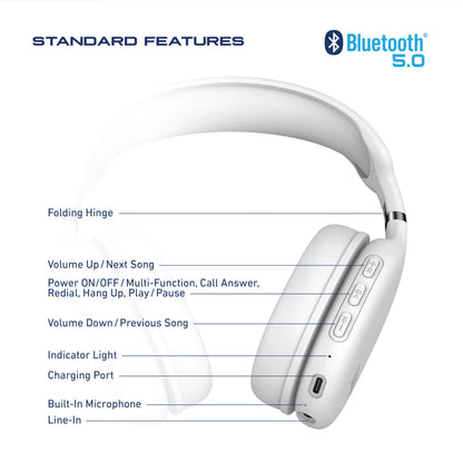 Foldable Wireless Headphones White
