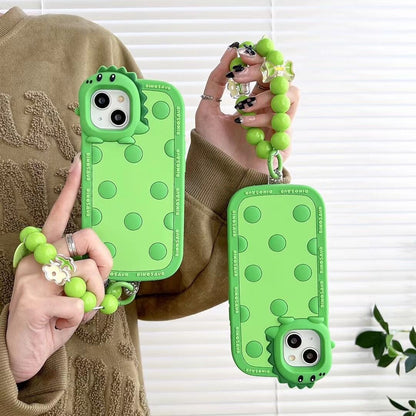 Polka Dotted Little Green Dinosaur Silicone Phone Case
