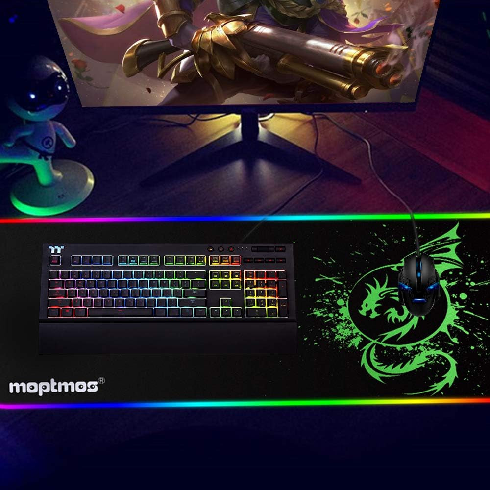 Large RGB Mouse Pad Mouse Mat with 15 Lighting Modes for Gaming 31.5 X 12 Inch 