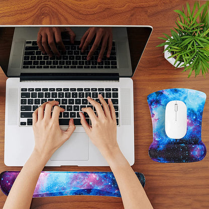 (Galaxy)Keyboard and Mouse Wrist Rest Support Mouse Pad